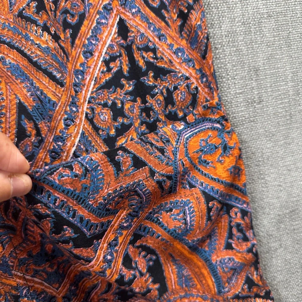Free People Duster Cardigan Womens Medium Orange Paisley‎ Open Front